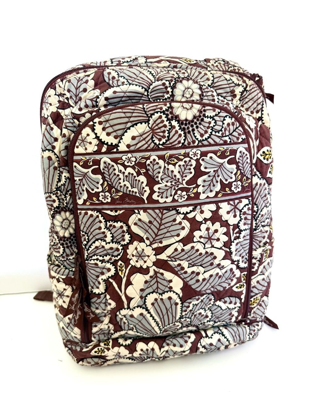Vera Bradley Slate Blooms Floral Backpack Laptop Travel Bag Quilted